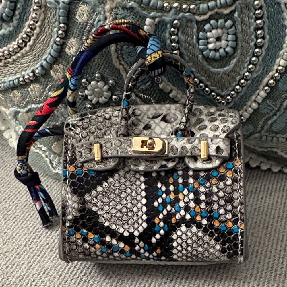 Snakeskin Print Mini Bag Charm
